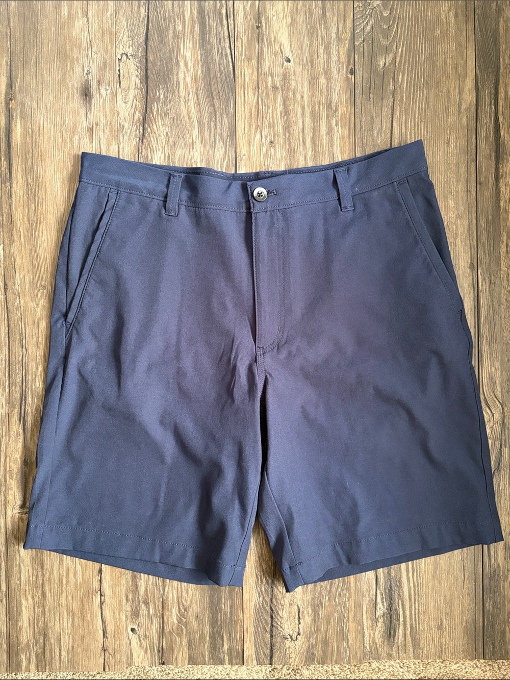Van Heusen Navy Blue Flat-Front Stretch Performance Shorts